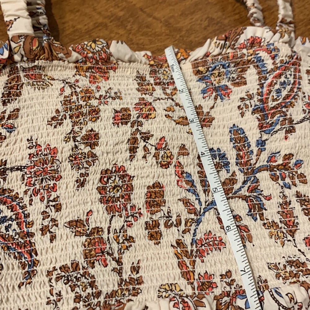 Smocked Baby Doll Tank • Peplum Ruffled Hem • Fall Colors • size Small/Medium - Picture 10 of 15